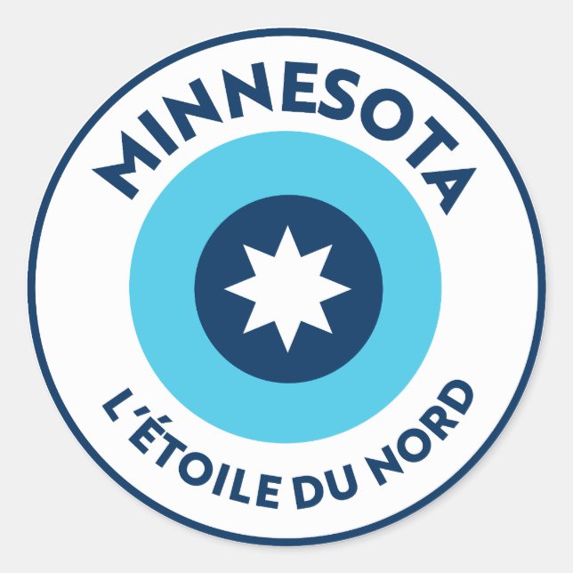 Minnesota Staat Runde: L'etoile Du Nord Patch Runder Aufkleber (Vorderseite)
