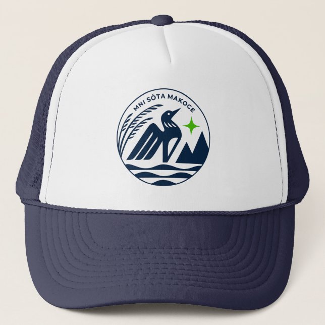 Minnesota Staat Siegel in Timberwolves Colors Truckerkappe (Vorderseite)