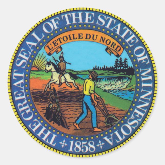 Minnesota Staat Siegel Runder Aufkleber (Vorderseite)