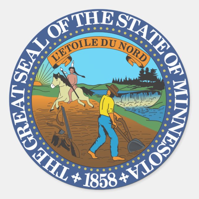 Minnesota Staat Siegel Sticker (Vorderseite)