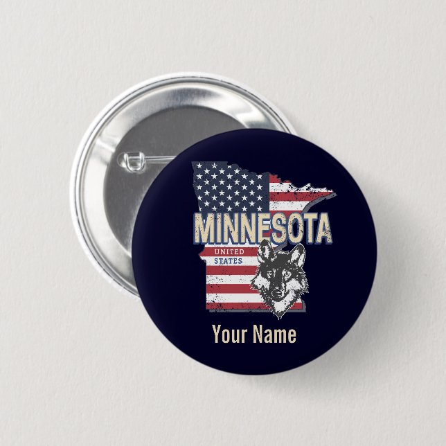 Minnesota Staat United Staaten Map Vintag USA Button (Vorne & Hinten)