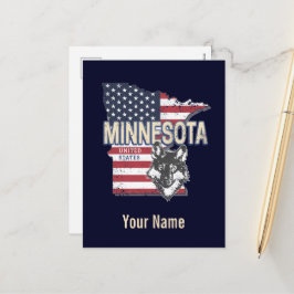 Minnesota Staat United Staaten Map Vintag USA Feiertagspostkarte