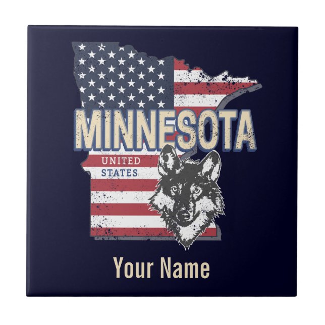 Minnesota Staat United Staaten Map Vintag USA Fliese (Vorderseite)