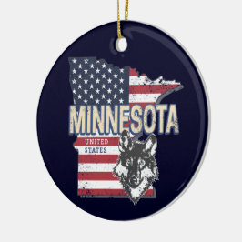 Minnesota Staat United Staaten Map Vintag USA Keramik Ornament