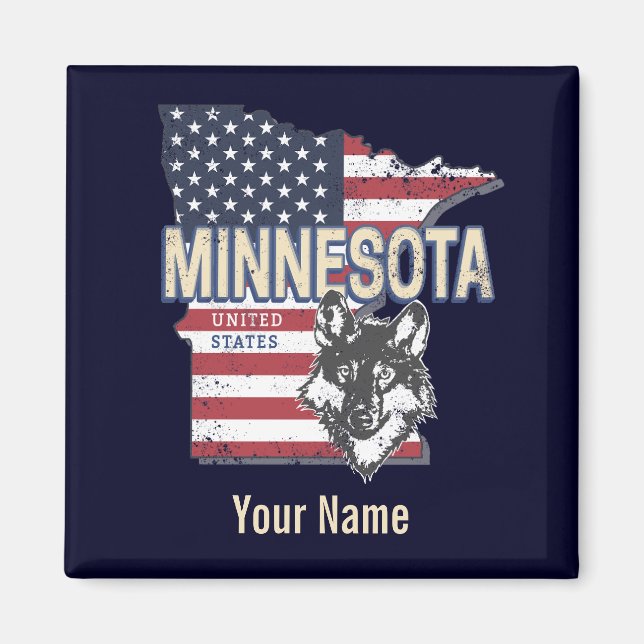 Minnesota Staat United Staaten Map Vintag USA Magnet (Vorne)
