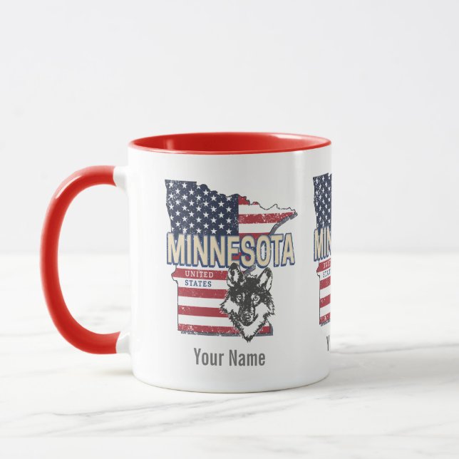 Minnesota Staat United Staaten Map Vintag USA Tasse (Links)