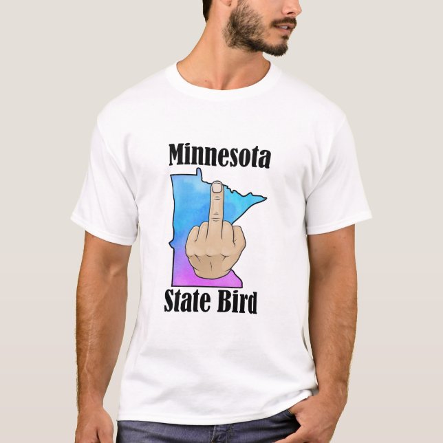 Minnesota Staat Vogel T - Shirt Mittelfinger (Vorderseite)