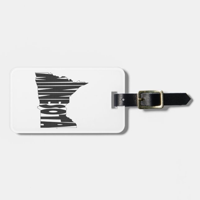 Minnesota-Staats-Namen-Wort-Kunst-Schwarzes Gepäckanhänger (Vorderseite horizontal)