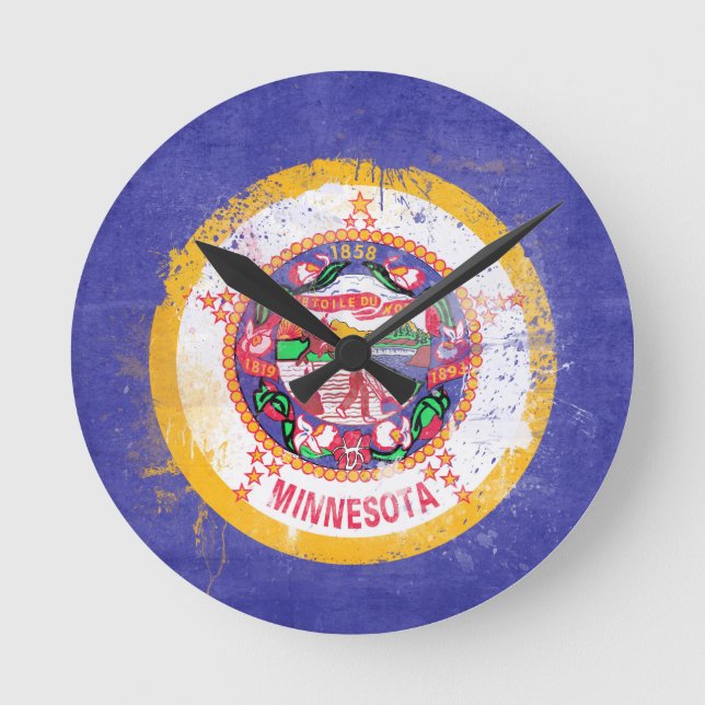 Minnesota-Staatsflagge Runde Wanduhr (Vorderseite)