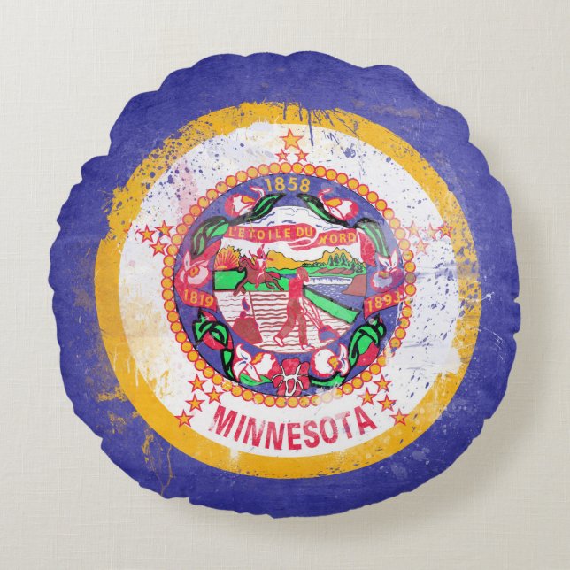 Minnesota-Staatsflagge Rundes Kissen (Vorderseite)