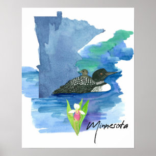 Minnesota Staatsform Seetaucher Wasser Lady Slippe Poster