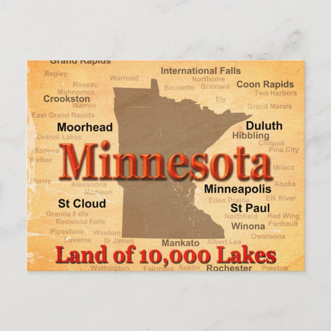 Minnesota Staatsstolz Map Postkarte (Vorderseite)