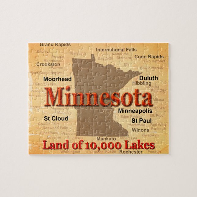 Minnesota Staatsstolz Map Puzzle (Horizontal)