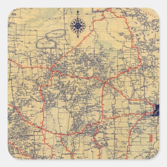 Minnesota-Standardkarte Quadratischer Aufkleber (Vorderseite)