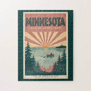 Minnesota State Illustration Reise Kunst Vintage Puzzle