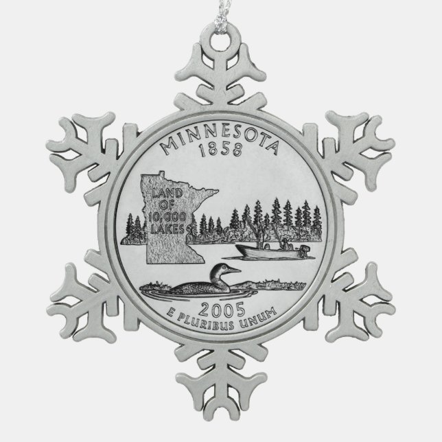 Minnesota State Schneeflocken Zinn-Ornament (Vorderseite)