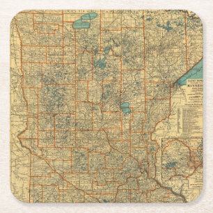 Minnesota-Straßenkarte Rechteckiger Pappuntersetzer