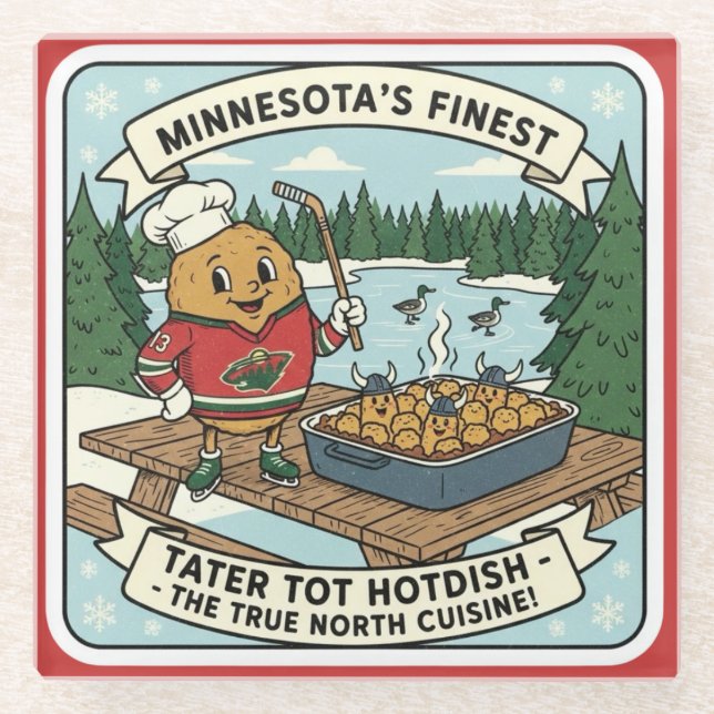Minnesota Tater Tot Hotdish Retro Mascot Coaster Glasuntersetzer (Vorderseite)