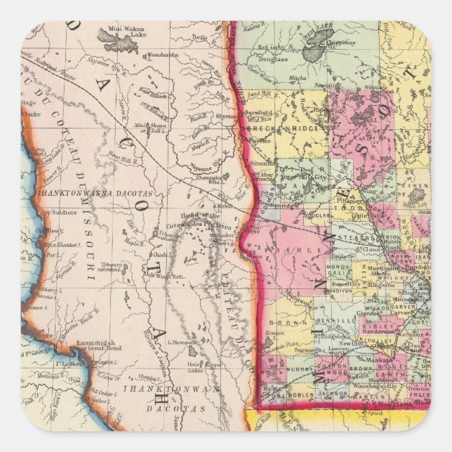 Minnesota und Dacotah Quadratischer Aufkleber (Vorderseite)