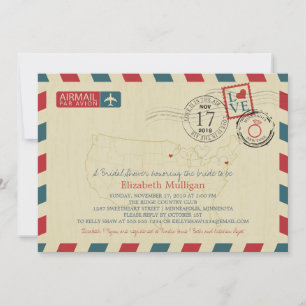 Minnesota und New York Airmail  Brautparty Einladung