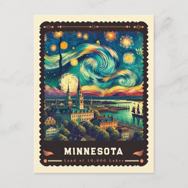 Minnesota | Vincent Van Gogh Inspiriert Postkarte (Vorderseite)