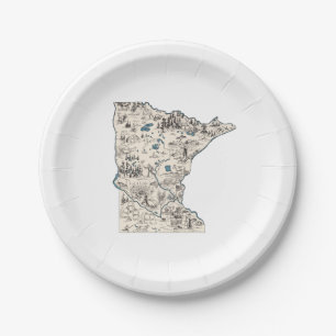 Minnesota Vintag Picture Map Paper Party Teller