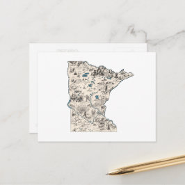 Minnesota Vintage Bildkarte Antiker Staat Diagramm Postkarte