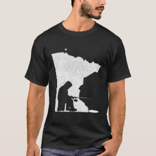 Minnesota Vintage Eisfischen-Staatenkarte Hoodie T-Shirt
