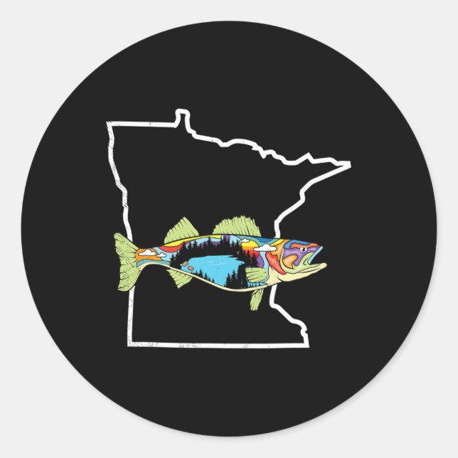 Minnesota Walleye Fischen Süßwasser Fischer Wal Runder Aufkleber (Vorderseite)