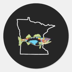 Minnesota Walleye Fischen Süßwasser Fischer Wal Runder Aufkleber