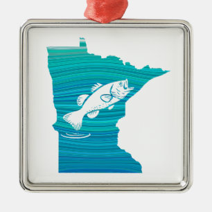 Minnesota Wave Fishing Ornament Aus Metall