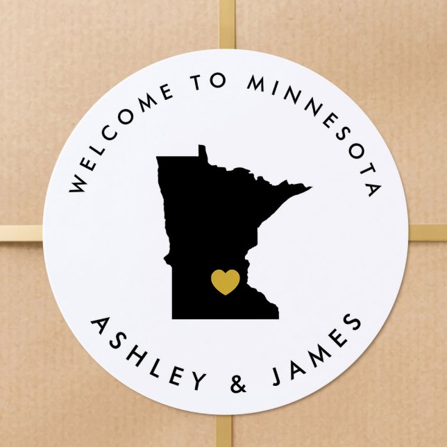 Minnesota Wedding Welcome Sticker Tag, Schwarz, Go (Von Creator hochgeladen)