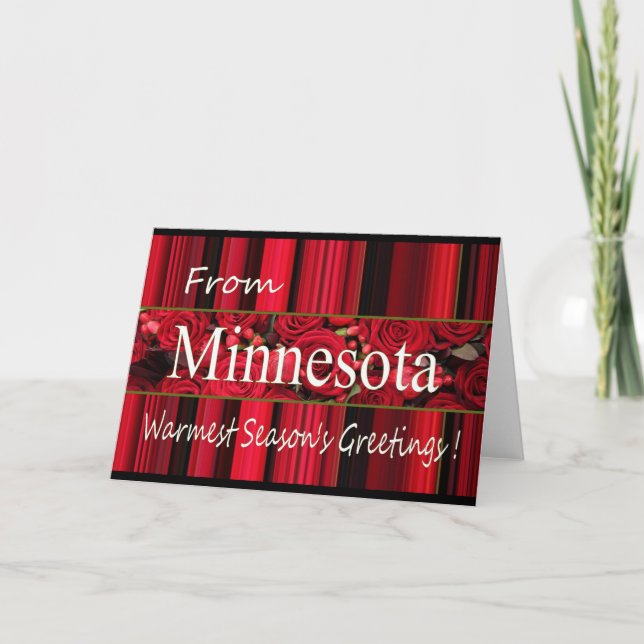 Minnesota Weihnachtskarte mit Rose Feiertagskarte (Vorderseite)