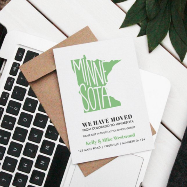 MINNESOTA Wir haben neue Adresse Neue Zuhause vers Postkarte (relocation announcement update your records with new address Minnesota moving)