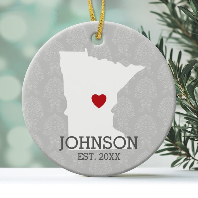 Minnesota Zuhause Staat Stadtkarte - Custom Weddin Keramik Ornament (Personalized Christmas Photo Ornament)