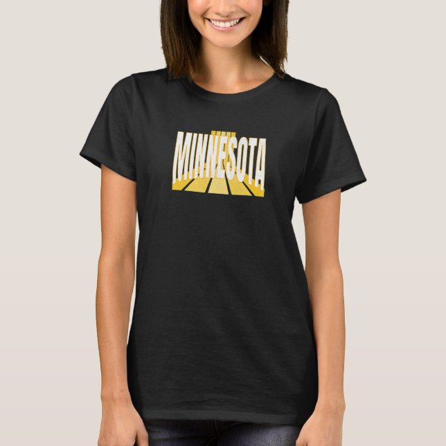 Minnesotan Purple & Yellow Minnesota Retro Striped T-Shirt (Vorderseite)