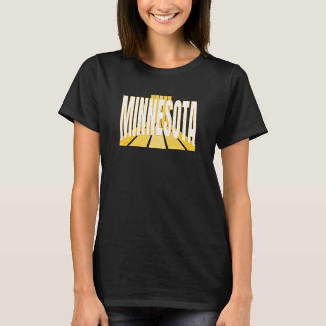 Minnesotan Purple & Yellow Minnesota Retro Striped T-Shirt (Vorderseite)