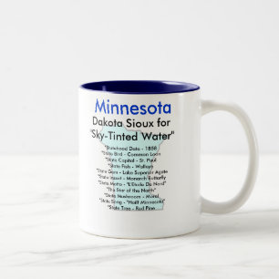 Minnesotasymbole u. -karte zweifarbige tasse