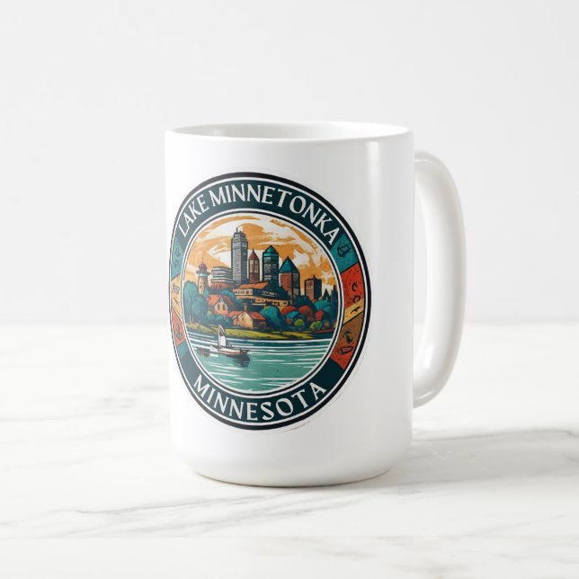 Minnetonka-See, Minnesota Angeln und Bootfahren Kaffeetasse (VorderseiteRechts)