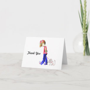 Minnie-me! Junge zu Fuß Westie Dog Art Dankeskarte