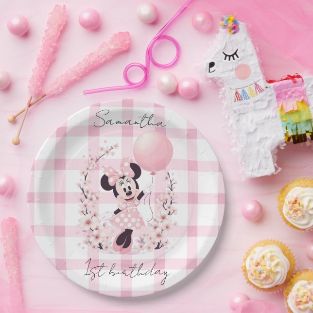 Minnie Mouse Editable name paper plates Pappteller (Party)