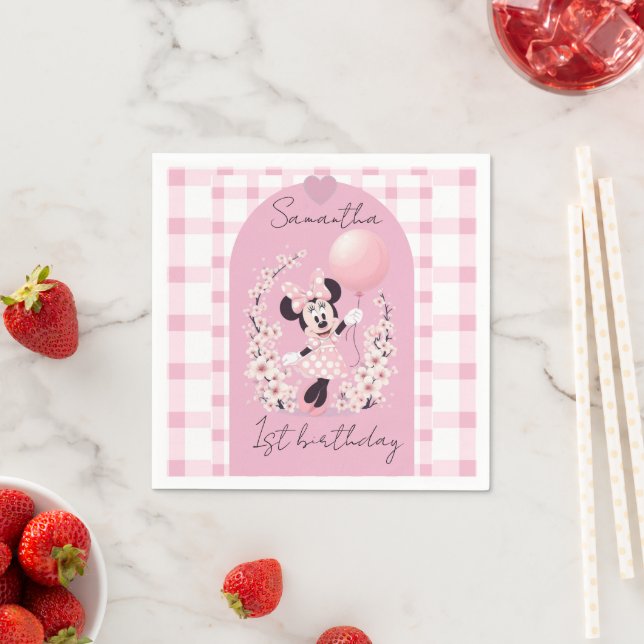 Minnie Mouse Editable name party napkins Serviette (Beispiel)