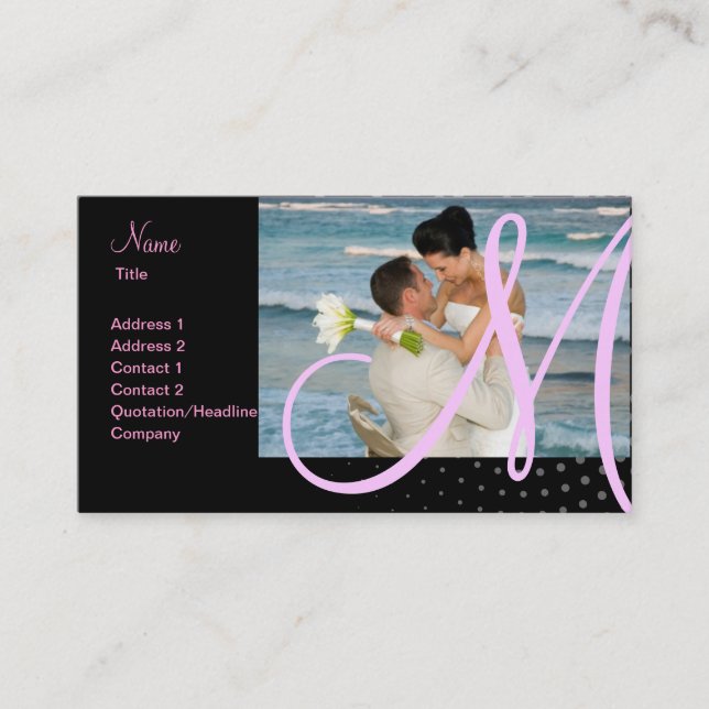 minniemay Monogramm Halbtonpincture, schwarz+Rosa Visitenkarte (Vorderseite)