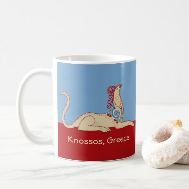 Minoan Griffin von der Knossos Throne Room Fresco Kaffeetasse (Mit Donut)