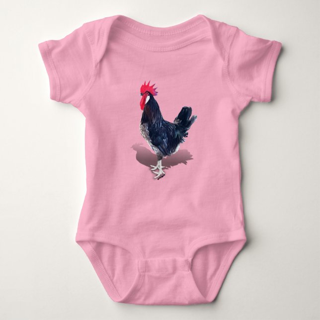Minorca Rooster Baby Strampler (Vorderseite)