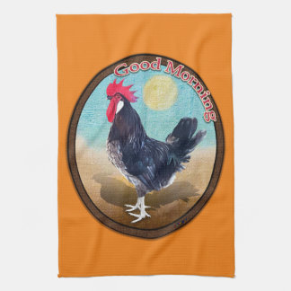 Minorca Rooster Guten Morgen Vintages Oval Geschirrtuch