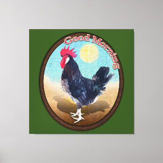 Minorca Rooster Guten Morgen Vintages Oval Leinwanddruck