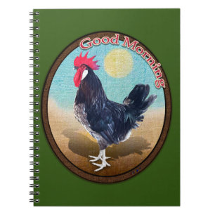 Minorca Rooster Guten Morgen Vintages Oval Notizblock