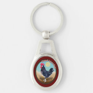 Minorca Rooster Guten Morgen Vintages Oval Schlüsselanhänger