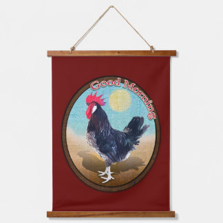 Minorca Rooster Guten Morgen Vintages Oval Wandteppich Mit Holzrahmen